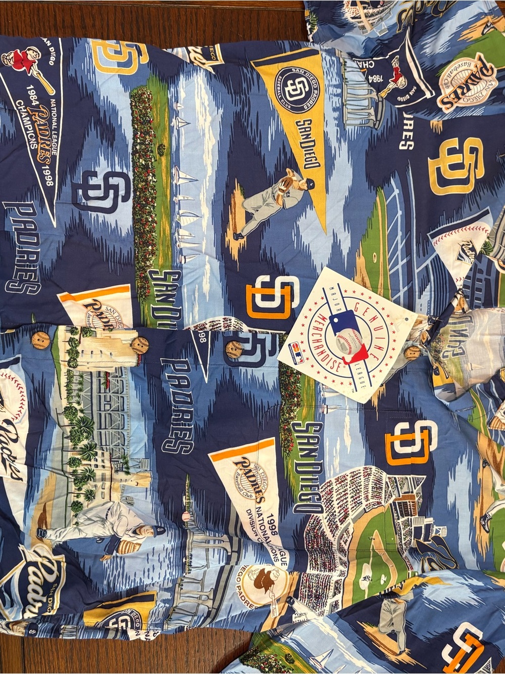 reyn spooner San Diego Padres Navy Blue Yellow Baseball Print Shirt